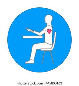 vector man measuring blood pressure at the wrist icon