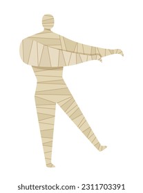 Vector man in mummy costume. Halloween costume