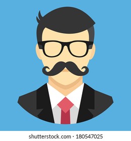 Vector Man with Mustache in Business Suit Icon