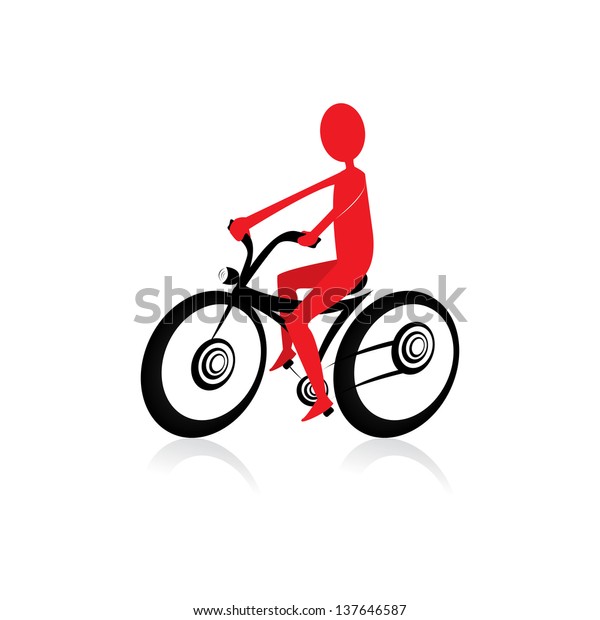 vector man on bike\
silhouette . Mountain bike on the road. vector Bike silhouette with\
abstract man.