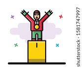 Vector Man on podium filled outline icon