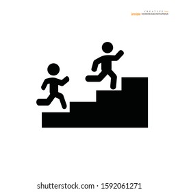 vector of man on stairs  icon.man walk on stair vector.business man.vector illustration.      