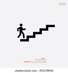 vector of man on stairs  icon.