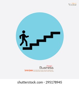 vector of man on stairs icon