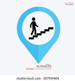 vector of man on stairs  icon.man walk on stair vector.business man.vector illustration.      