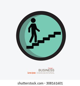 vector of man on stairs  icon.man walk on stair vector.business man.vector illustration.      