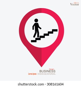 vector of man on stairs  icon.man walk on stair vector.business man.vector illustration.      