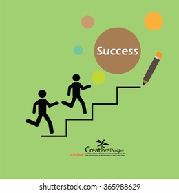 vector of man on stairs  icon.man walk on stair vector.business man.business man with business icon.vector illustration.     