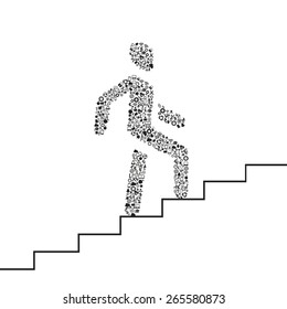 vector of man on stairs icon,man walk on stair vector