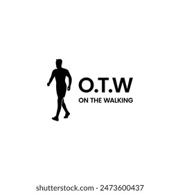 vector man on the walking or sport silhouette black logo