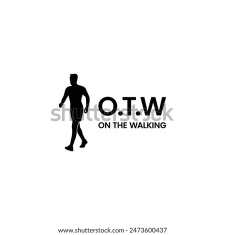 vector man on the walking or sport silhouette black logo