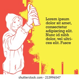 vector man painting graffiti with your text