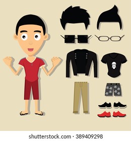 Vector of a Man with parts of the Body Template for Design Cartoon Character Set.