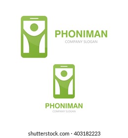Vector man and phone logo concept