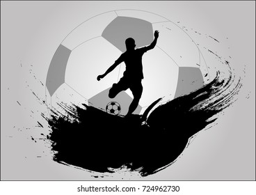 Vector man play football (soccer) paint style illustration