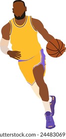 a vector of a man playing basket ball