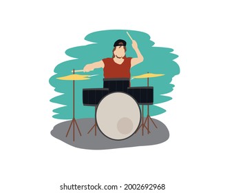 vector man playing drum with background color