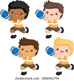 
a vector of a man playing rugby with multiple skin tones options
