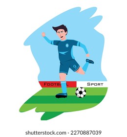 vector man playing soccer in blue jersey