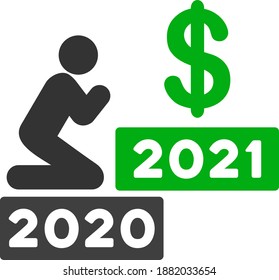 Vector reza la ilustración de dólar 2021. Ilustración aislada sobre un fondo blanco.