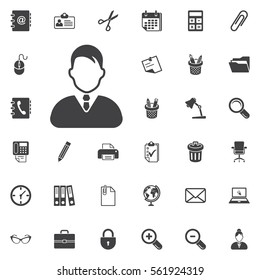 Vector man profile Icon on the white background. Office set of icons