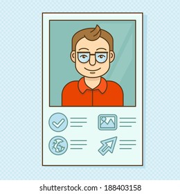 Vector man profile - resume business card with portrait