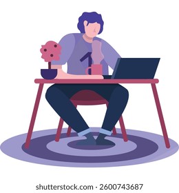 Vector man programmer work on laptop icon