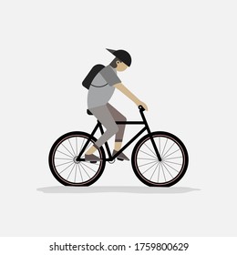 vector of a man riding a bicycle, modern design vector.