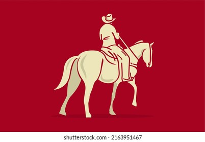 Vector Man Riding Horse Illustration