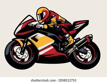 vector of Man riding Motorcycle race