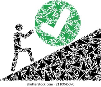 Vector man rolling confirmation up icon mosaic. Man rolling confirmation up mosaic is organized from scattered self man rolling confirmation up items.