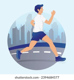 Vector corriendo por la carretera de la ciudad