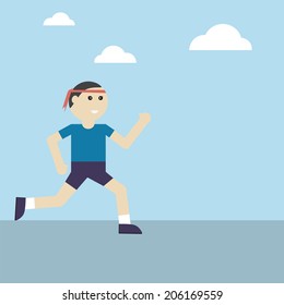 Vector Man Running Outdoor For Success Life,healthy concept