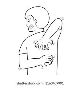 Vector Of Man Scratching Back