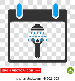 Vector Man Shower Calendar Day EPS vector icon. Illustration style is flat iconic bicolor blue and gray symbol on a transparent background.