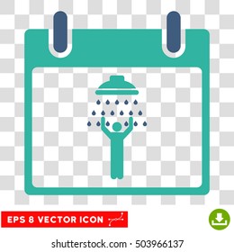 Vector Man Shower Calendar Day EPS vector pictograph. Illustration style is flat iconic bicolor cobalt and cyan symbol on a transparent background.
