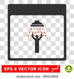 Vector Man Shower Calendar Page EPS vector pictogram. Illustration style is flat iconic bicolor orange and gray symbol on a transparent background.
