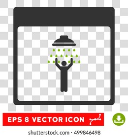 Vector Man Shower Calendar Page EPS vector icon. Illustration style is flat iconic bicolor eco green and gray symbol on a transparent background.