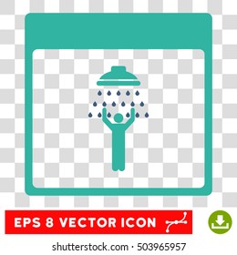 Vector Man Shower Calendar Page EPS vector pictogram. Illustration style is flat iconic bicolor cobalt and cyan symbol on a transparent background.
