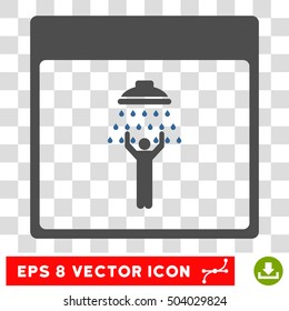 Vector Man Shower Calendar Page EPS vector pictogram. Illustration style is flat iconic bicolor cobalt and gray symbol on a transparent background.