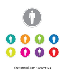Vector - man sign icon. Round stickers. 