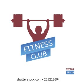  vector man silhouette character. Fitness club logo.