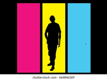 Vector man silhouette and colorful abstract background
male model posing