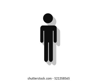 Vector man silhouette icon with long shadow. Flat design style