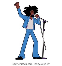 Ilustración de personajes de dibujos animados de cantante de hombre de Vector aislado