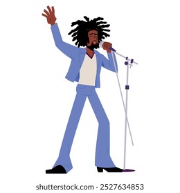 Ilustración de personajes de dibujos animados de cantante de hombre de Vector aislado