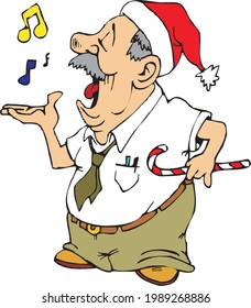 vector del hombre cantando alto en fondo blanco