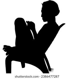 Vector of a man sitting on a chair playing with a smartphone 