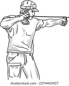 vector - man and slingshot isolated on background