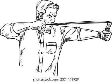vector - man and slingshot isolated on background